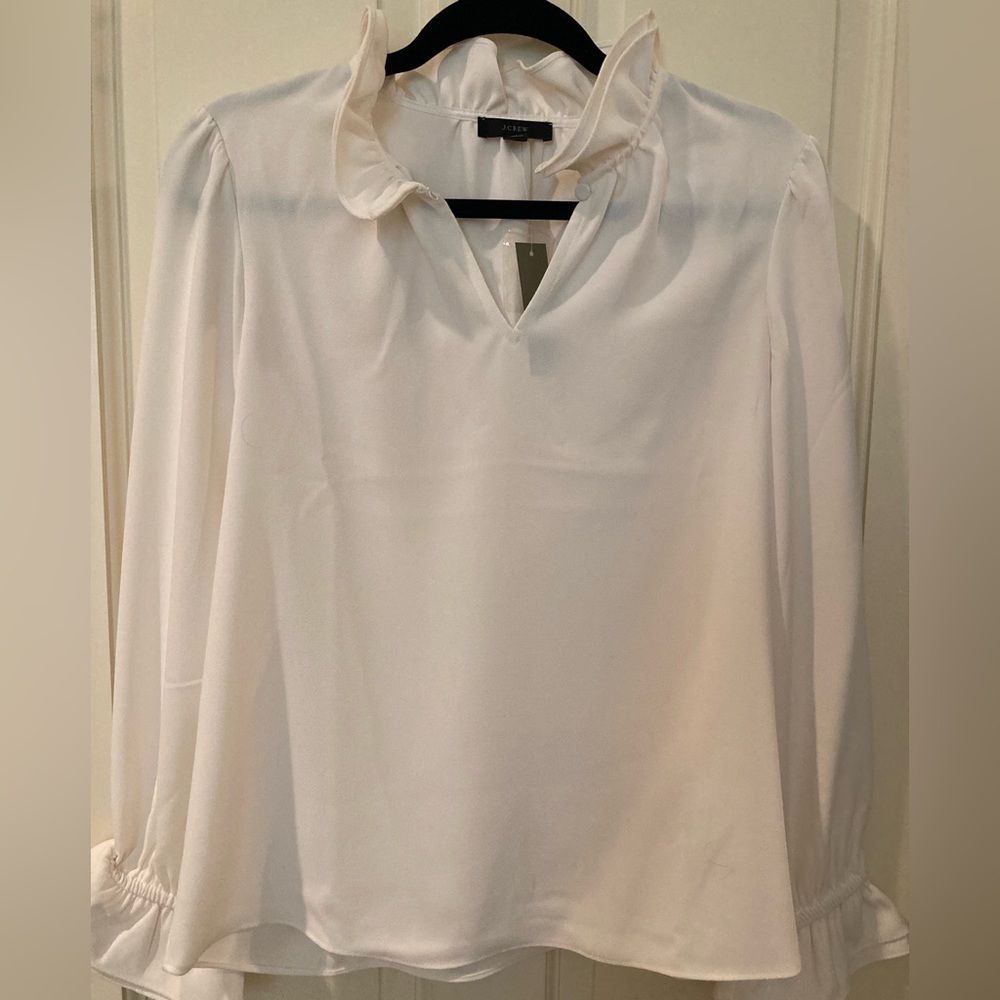 JCrew Ivory Blouse/Top with Ruffles